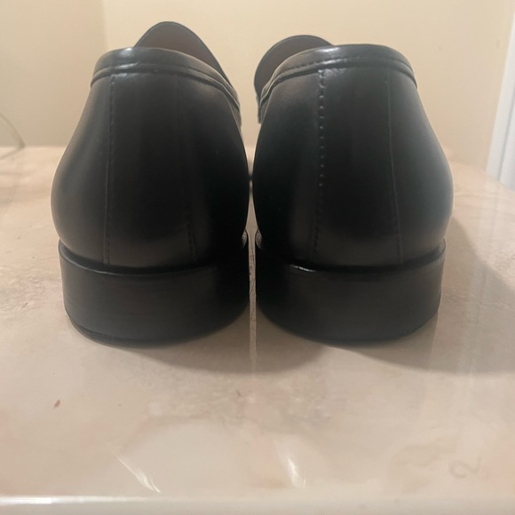 Salvatore Ferragamo Black Leather Loafers with Gold Accent - Picture 3 of 10